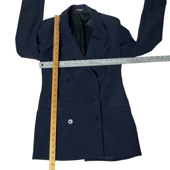 EXPRESS Blue Pantsuit Dark Navy Pants Double Breasted Blazer Jacket Size Small - Picture 9 of 12